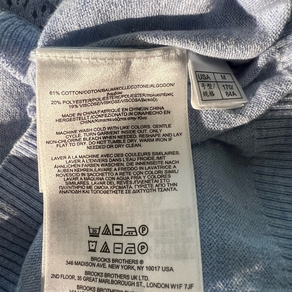 Brooks Brothers Red Fleece Light Blue Ruffle Knit Top Crewneck Cotton Blend M - Picture 7 of 8